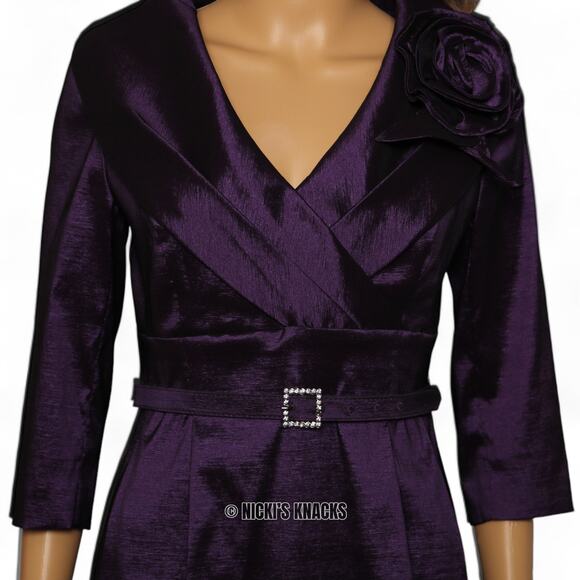 Eliza J Purple Taffeta Evening Gown Dress 6 Formal Wedding Guest Mother of Bride - Picture 4 of 12